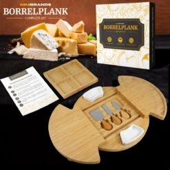 MM Brands Borrelplank - Tapasplank Met Kaasmesjes - Serveerplank - Bamboe - 32,7 X 32,7 Cm -Merkloos Verkoopwinkel 1200x1200 1692