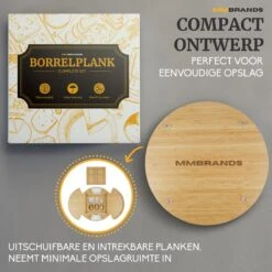 MM Brands Borrelplank - Tapasplank Met Kaasmesjes - Serveerplank - Bamboe - 32,7 X 32,7 Cm -Merkloos Verkoopwinkel 1200x1200 1694