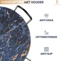Castagnola Keramische Onderzetters Met Houder – Onderzetters Voor Glazen – Onderzetters Design – Onderzettersset – Drink Onderzetters – Keramisch – Kurk – Set Van 6 – Blauw/Goud -Merkloos Verkoopwinkel 1200x1200 1708