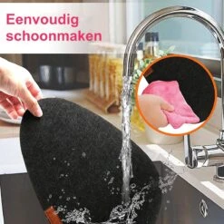 KitchenLove Placemats Set Van 6 - Vilt Stof - 31 X 38 Cm - Anti Slip Placemat - Hittebestendig - Rond - Zwart -Merkloos Verkoopwinkel 1200x1200 1722