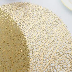 Gouden Placemat Leaf - Rond - Set Van 4 Stuks - Bloem - Blad Goud- Elegant - Chique - Feest - Bruiloft - Trouwen - Hoogwaardig Kwaliteit - 38 Cm - Feestelijk Dineren -Merkloos Verkoopwinkel 1200x1200 1740