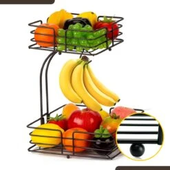 SensaHome - Fruitmand Met Bananenhouder - Vierkant 2-Laags Zwart - Fruitschaal - Etagere - Metaal - Industrial - Modern -Merkloos Verkoopwinkel 1200x1200 1787