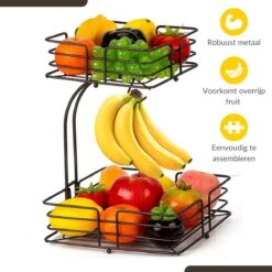 SensaHome - Fruitmand Met Bananenhouder - Vierkant 2-Laags Zwart - Fruitschaal - Etagere - Metaal - Industrial - Modern -Merkloos Verkoopwinkel 1200x1200 1790