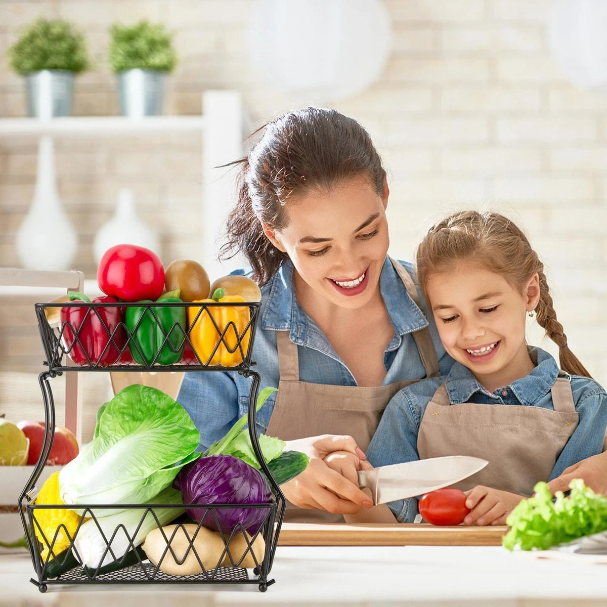 Cgoods Fruitschaal 2 Laags - Fruitschaal - Fruitmand - Fruitschaal Etagere - Schaal - Zwart 7 Cgoods Fruitschaal 2 Laags - Fruitschaal - Fruitmand - Fruitschaal Etagere - Schaal - Zwart - Afbeelding 7