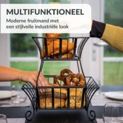 Chefarone Etagère - Fruit Etagère 2 Laags - Fruitmand Metaal - Fruitschaal - Groentemand - Opberger - Zwart -Merkloos Verkoopwinkel 1200x1200 1861