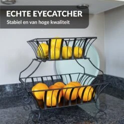 Chefarone Etagère - Fruit Etagère 2 Laags - Fruitmand Metaal - Fruitschaal - Groentemand - Opberger - Zwart -Merkloos Verkoopwinkel 1200x1200 1863