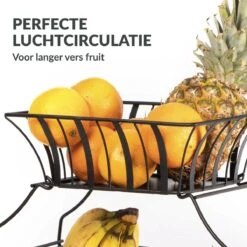 Chefarone Etagère - Fruit Etagère 2 Laags - Fruitmand Metaal - Fruitschaal - Groentemand - Opberger - Zwart -Merkloos Verkoopwinkel 1200x1200 1865