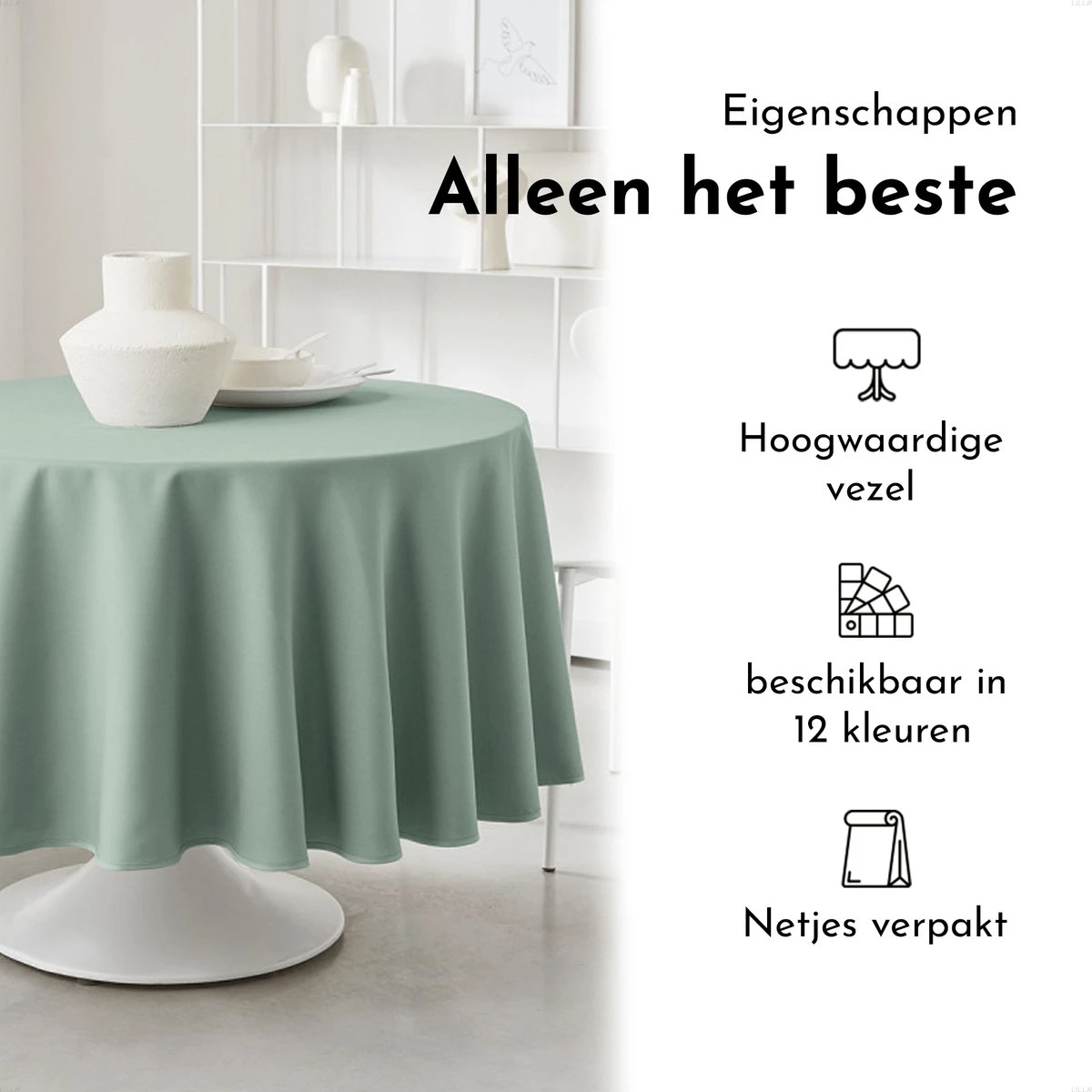Today Rond Tafelkleed - Tafellaken - Ø180cm - Polyester - Céladon - Jade 3 Today Rond Tafelkleed - Tafellaken - Ø180cm - Polyester - Céladon - Jade - Afbeelding 3