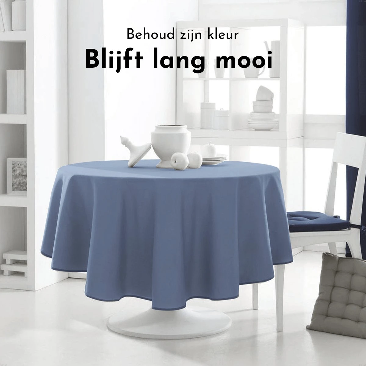 Today Rond Tafelkleed - Tafellaken - Ø180cm - Polyester - Denim - Lichtblauw 2 Today Rond Tafelkleed - Tafellaken - Ø180cm - Polyester - Denim - Lichtblauw - Afbeelding 2