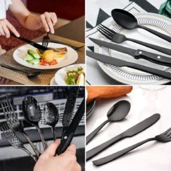 Deleca 6 Persoons Bestekset (36-delig) - Lepels, Messen, Vorken & Steakmessen - Vaatwasserbestendig - Zwart / RVS -Merkloos Verkoopwinkel 1200x1200 191