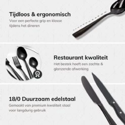 Deleca 6 Persoons Bestekset (36-delig) - Lepels, Messen, Vorken & Steakmessen - Vaatwasserbestendig - Zwart / RVS -Merkloos Verkoopwinkel 1200x1200 193
