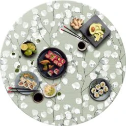 Raved Rond Tafelzeil - Lente Bloemen 160 Cm ø - Groen - PVC - Afwasbaar