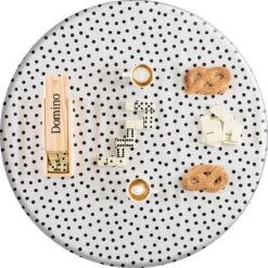 Merkloos Mexicaans Rond Tafelzeil - Ø 120 Cm - Stippen - Wit/Zwart