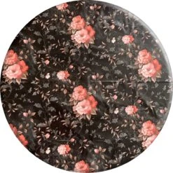 Merkloos Rond Tafelzeil - Ø 140 Cm - Roses - Zwart