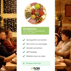 JoFlow Draaiplateau Of Borrelplank XL - Draaischijf – Draaischotel – 360 Graden Roterend Serveerbord Van Bamboe Hout – ⌀ 40CM -Merkloos Verkoopwinkel 1200x1200 2221