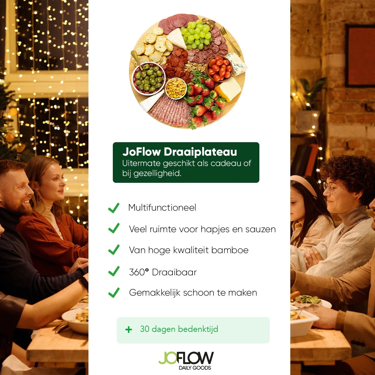 JoFlow Draaiplateau Of Borrelplank - Draaischijf – Draaischotel – 360 Graden Roterend Serveerbord, Hapjesplank, Van Bamboe Hout – Roterende Plaat – ⌀ 35CM 3 JoFlow Draaiplateau Of Borrelplank - Draaischijf – Draaischotel – 360 Graden Roterend Serveerbord, Hapjesplank, Van Bamboe Hout – Roterende Plaat – ⌀ 35CM - Afbeelding 3