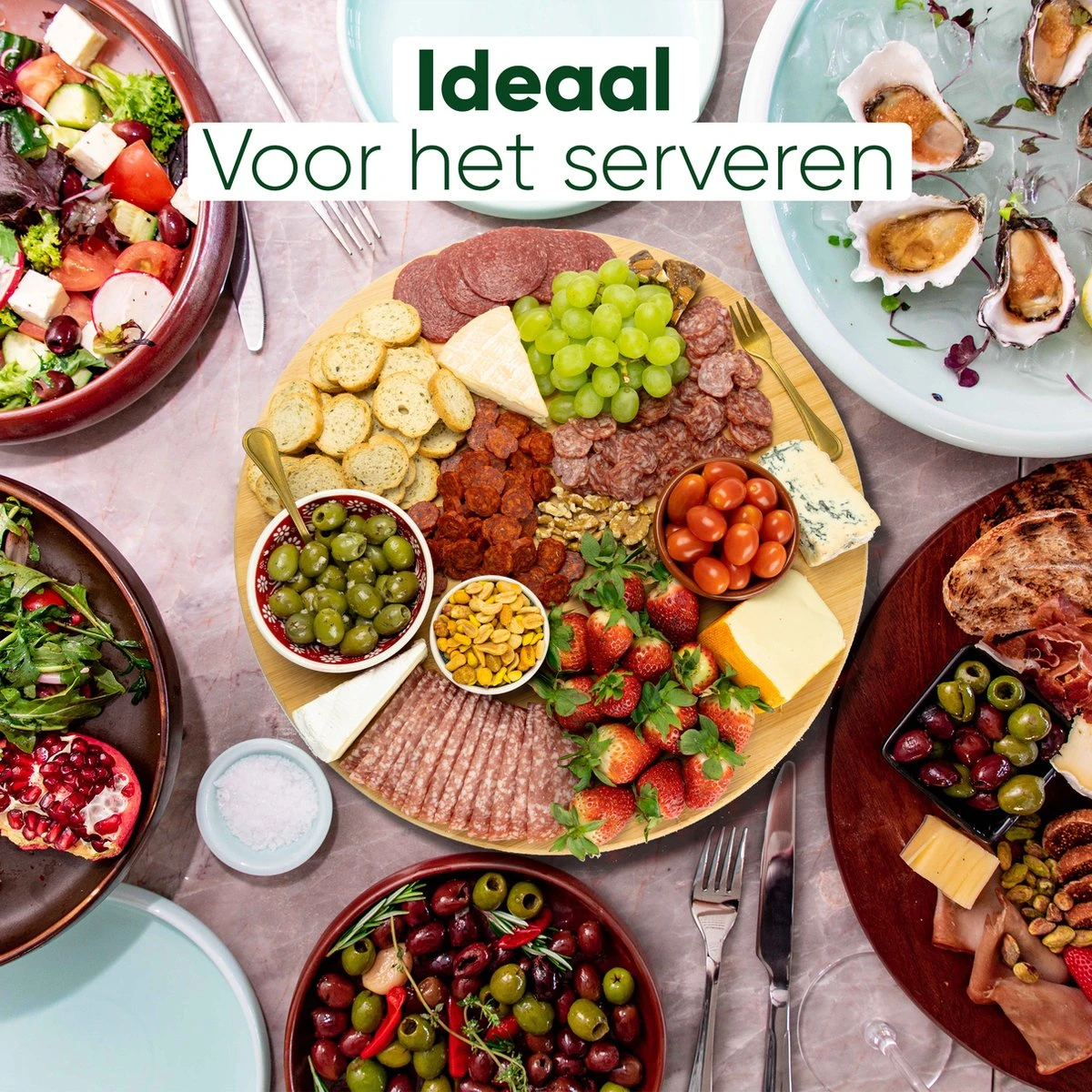 JoFlow Draaiplateau Of Borrelplank - Draaischijf – Draaischotel – 360 Graden Roterend Serveerbord, Hapjesplank, Van Bamboe Hout – Roterende Plaat – ⌀ 35CM 4 JoFlow Draaiplateau Of Borrelplank - Draaischijf – Draaischotel – 360 Graden Roterend Serveerbord, Hapjesplank, Van Bamboe Hout – Roterende Plaat – ⌀ 35CM - Afbeelding 4