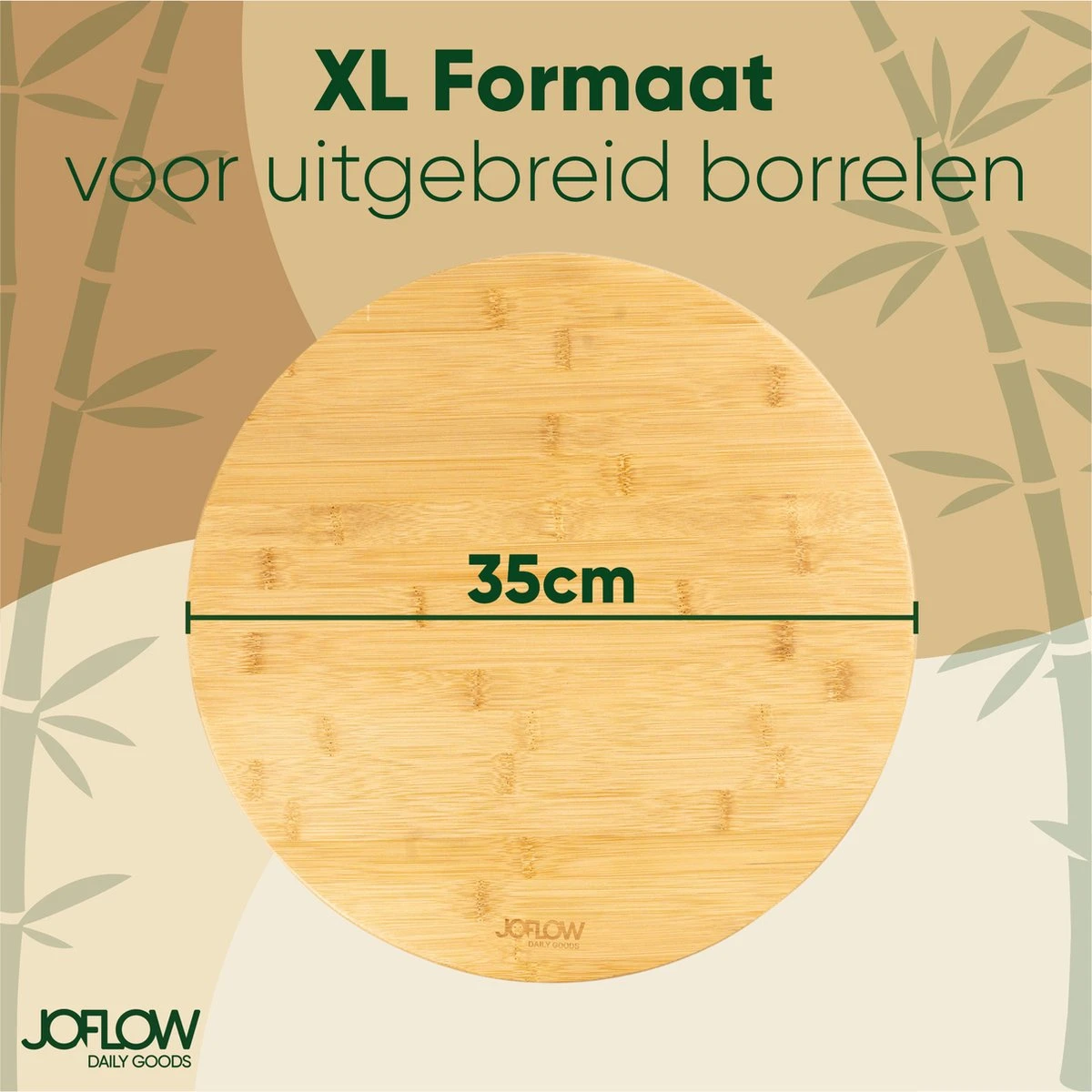 JoFlow Draaiplateau Of Borrelplank - Draaischijf – Draaischotel – 360 Graden Roterend Serveerbord, Hapjesplank, Van Bamboe Hout – Roterende Plaat – ⌀ 35CM 9 JoFlow Draaiplateau Of Borrelplank - Draaischijf – Draaischotel – 360 Graden Roterend Serveerbord, Hapjesplank, Van Bamboe Hout – Roterende Plaat – ⌀ 35CM - Afbeelding 9