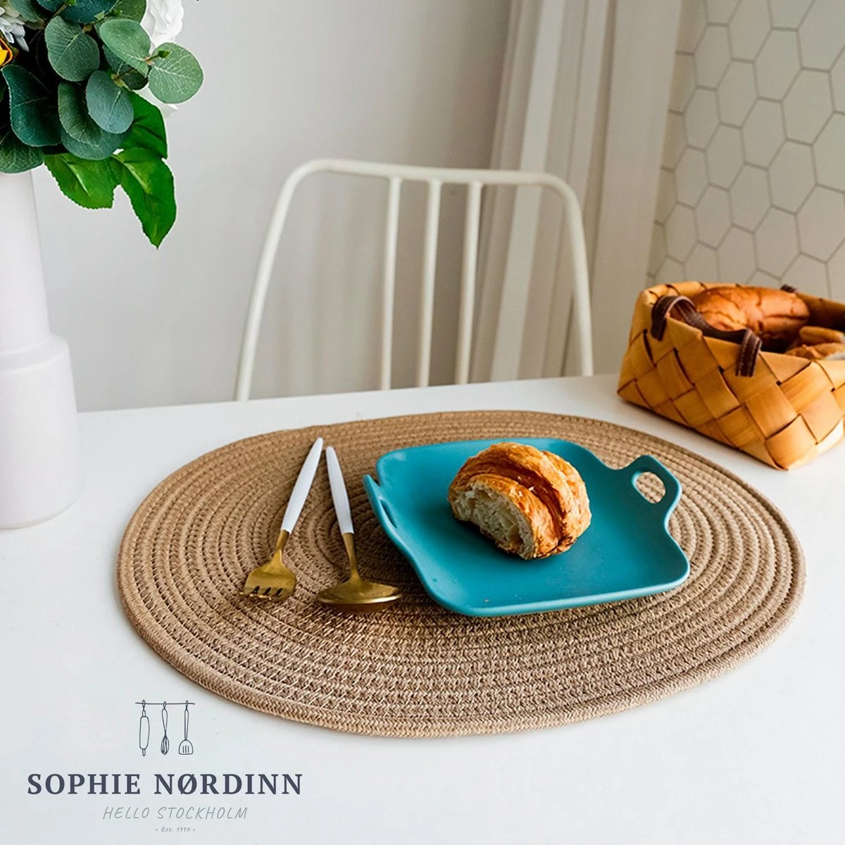 Placemats Van Sophie Nordinn® - Placemat Abisko (Jute) - Set (4 Stuks) Van Katoen - 43 Cm X 34 Cm 2 Placemats Van Sophie Nordinn® - Placemat Abisko (Jute) - Set (4 Stuks) Van Katoen - 43 Cm X 34 Cm - Afbeelding 2