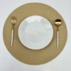 Merkloos Placemats - Rond - 38 Cm - 4 Stuks - Onderlegger - Hitte Bestendig - GOUD - Luxe Uitstraling