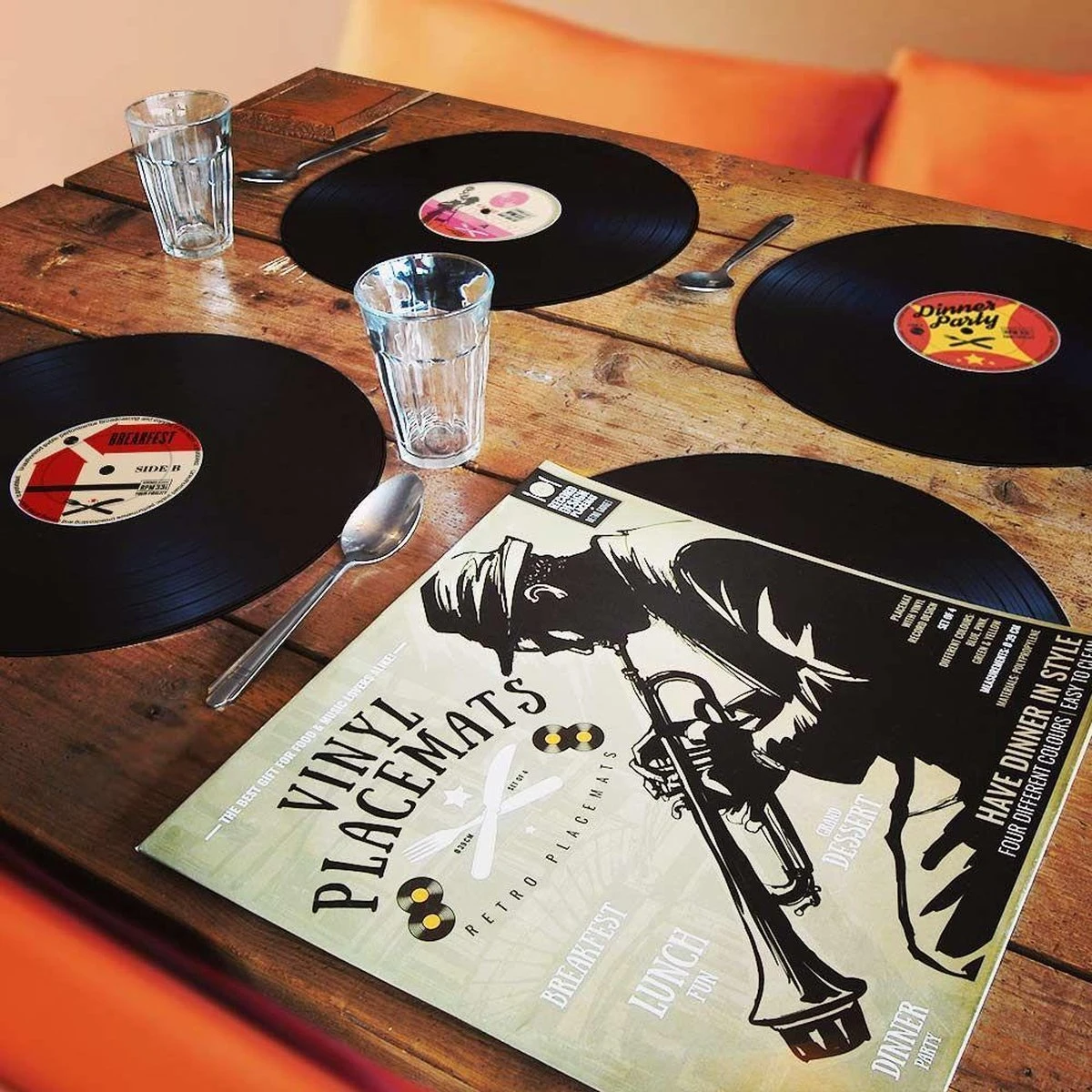 MikaMax Vinyl Placemats - Placemats - Retro - Lp Placemats - Makkelijk Schoon Te Maken - Geleverd In Een Design Hoes - 4 Stuks - 3mm Dik 1 MikaMax Vinyl Placemats - Placemats - Retro - Lp Placemats - Makkelijk Schoon Te Maken - Geleverd In Een Design Hoes - 4 Stuks - 3mm Dik