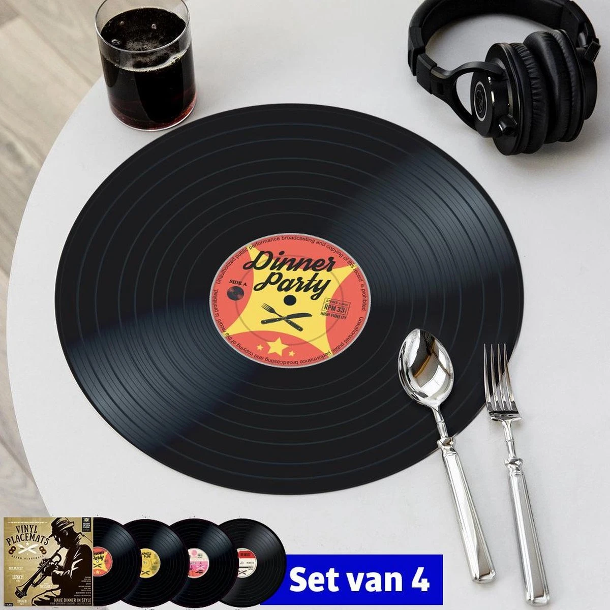 MikaMax Vinyl Placemats - Placemats - Retro - Lp Placemats - Makkelijk Schoon Te Maken - Geleverd In Een Design Hoes - 4 Stuks - 3mm Dik 2 MikaMax Vinyl Placemats - Placemats - Retro - Lp Placemats - Makkelijk Schoon Te Maken - Geleverd In Een Design Hoes - 4 Stuks - 3mm Dik - Afbeelding 2