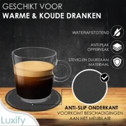 Luxe Leren Onderzetters Met Houder - 16 Stuks - Onderleggers Voor Glazen - Glasonderzetters Voor Op Tafel - Coasters - Zwart - Rond -Merkloos Verkoopwinkel 1200x1200 2425