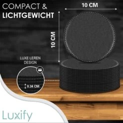 Luxe Leren Onderzetters Met Houder - 16 Stuks - Onderleggers Voor Glazen - Glasonderzetters Voor Op Tafel - Coasters - Zwart - Rond -Merkloos Verkoopwinkel 1200x1200 2427