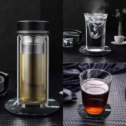 Luxe Leren Marmeren Onderzetters Met Houder - 10 Stuks - Onderleggers Voor Glazen - Glasonderzetters Voor Op Tafel - Coasters - Zwart / Wit - Rond -Merkloos Verkoopwinkel 1200x1200 2435