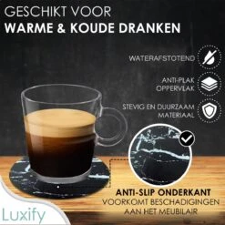 Luxe Leren Marmeren Onderzetters Met Houder - 16 Stuks - Onderleggers Voor Glazen - Glasonderzetters Voor Op Tafel - Coasters - Zwart / Wit - Rond -Merkloos Verkoopwinkel 1200x1200 2438
