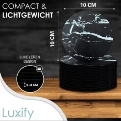 Luxe Leren Marmeren Onderzetters Met Houder - 16 Stuks - Onderleggers Voor Glazen - Glasonderzetters Voor Op Tafel - Coasters - Zwart / Wit - Rond -Merkloos Verkoopwinkel 1200x1200 2439