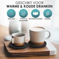 Siliconen Onderzetters Met Houder - 10 Stuks - Onderleggers Voor Glazen - Glasonderzetters Voor Op Tafel - Coasters - Zwart - Rond -Merkloos Verkoopwinkel 1200x1200 2446