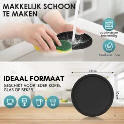 Siliconen Onderzetters Met Houder - 10 Stuks - Onderleggers Voor Glazen - Glasonderzetters Voor Op Tafel - Coasters - Zwart - Rond -Merkloos Verkoopwinkel 1200x1200 2448