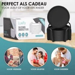 Siliconen Onderzetters Met Houder - 10 Stuks - Onderleggers Voor Glazen - Glasonderzetters Voor Op Tafel - Coasters - Zwart - Rond -Merkloos Verkoopwinkel 1200x1200 2449