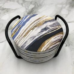 Maison Extravagante - Luxe Onderzetters 'Nordic' Voor Glazen En Mokken - Set Van 6 - Inclusief Zwarte Metalen Houder - Keramische Onderzetters - Anti-slip - Rond -Merkloos Verkoopwinkel 1200x1200 2457