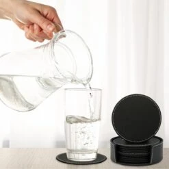 Vaja Trends Luxe Leren Onderzetters Voor Glazen - Met Houder - Set Van 16 - Zwart - Waterafstotend En Hittebestendig -Merkloos Verkoopwinkel 1200x1200 2484