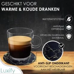 Luxe Leren Marmeren Onderzetters Met Houder - 15 Stuks - Onderleggers Voor Glazen - Glasonderzetters Voor Op Tafel - Coasters - Zwart / Goud - Rond -Merkloos Verkoopwinkel 1200x1200 2486
