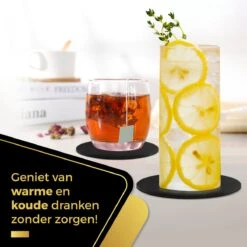 Swissl Leren Onderzetters Voor Glazen - 6 Onderleggers Met Houder - Zwarte Ronde Glasonderzetters Voor Op Tafel - Coasters - Vlak -Merkloos Verkoopwinkel 1200x1200 2512