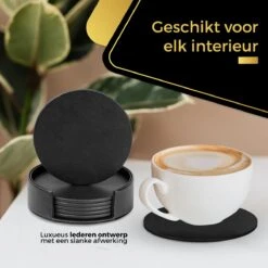 Swissl Leren Onderzetters Voor Glazen - 6 Onderleggers Met Houder - Zwarte Ronde Glasonderzetters Voor Op Tafel - Coasters - Vlak -Merkloos Verkoopwinkel 1200x1200 2513