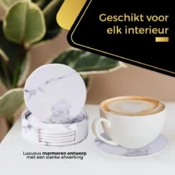 Onderzetters Voor Glazen Met Houder Swissl - Wit - Kunstleer - Marmeren Uitstraling 6 Stuks - Onderleggers -Merkloos Verkoopwinkel 1200x1200 2517
