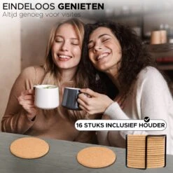 Kurken Onderzetters Met Houder - 16 Stuks - Onderleggers Voor Glazen - Glasonderzetters Voor Op Tafel - Coasters - Rond -Merkloos Verkoopwinkel 1200x1200 2538