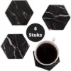 Onderzetters Hardboard Kurk Zwart Marmer | Luxe Hexagon Onderzetters Marmer | Marmeren Onderleggers Voor Glazen - Cadeau - Cadeaustrik