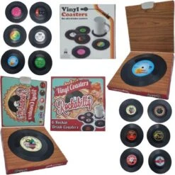 Retro LP + Rockabilly LP - Vinyl Onderzetters - 12 Stuks - Onderzetters Voor Glazen - ODaani