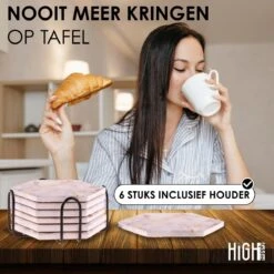 HighSupply Design Onderzetters Van Marmer En Keramiek Voor Glazen – Wit – 6 Onderleggers – Glasonderzetters Met Houder – Kurk -Merkloos Verkoopwinkel 1200x1200 2573