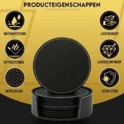Vaja Trends Luxe Leren Onderzetters Voor Glazen - Met Houder - Set Van 10 - Zwart - Waterafstotend En Hittebestendig -Merkloos Verkoopwinkel 1200x1200 2581