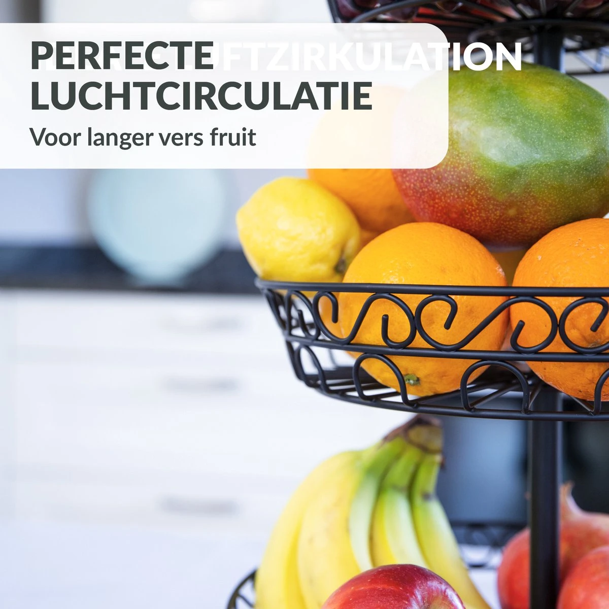 Chefarone Fruit Etagère 3 Laags - Fruitmand Metaal - Fruitschaal - Groentemand - Opberger - Zwart 6 Chefarone Fruit Etagère 3 Laags - Fruitmand Metaal - Fruitschaal - Groentemand - Opberger - Zwart - Afbeelding 6