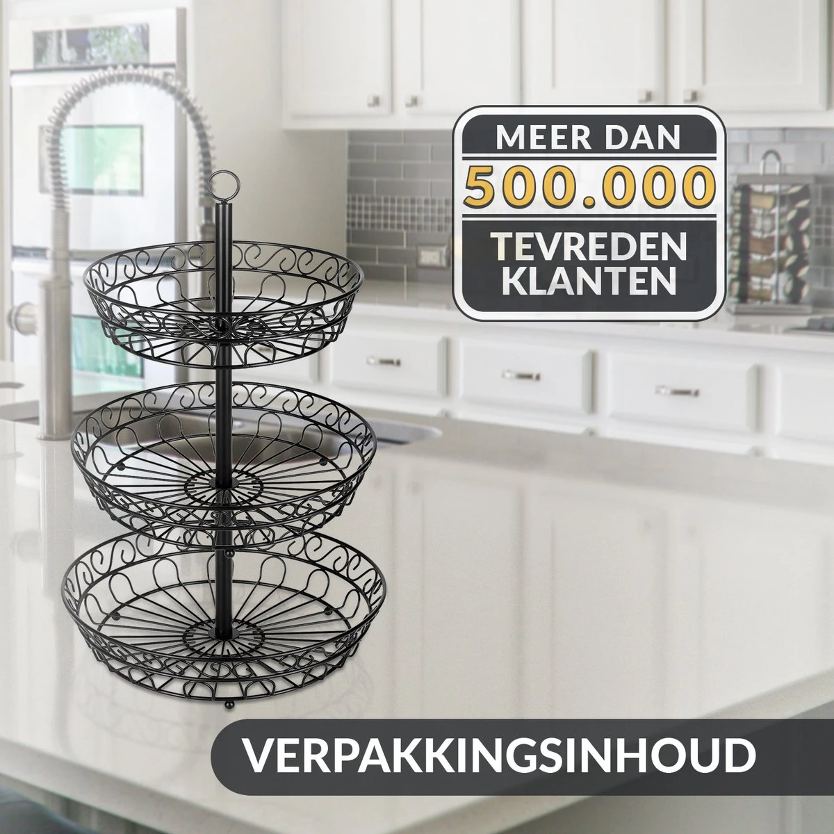 Chefarone Fruit Etagère 3 Laags - Fruitmand Metaal - Fruitschaal - Groentemand - Opberger - Zwart 8 Chefarone Fruit Etagère 3 Laags - Fruitmand Metaal - Fruitschaal - Groentemand - Opberger - Zwart - Afbeelding 8