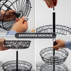 Chefarone Fruit Etagère Met Bananenstandaard - Fruitmand Metaal - Bananenhouder - Fruitschaal 2 Laags - Groentemand - Zwart -Merkloos Verkoopwinkel 1200x1200 2622