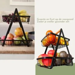 Clear Living - Fruitschaal Large - Fruitmand - Fruitschaal Zwart - Fruitschaal Metaal - Fruitschaal 2 Lagen - Zwart - Large -Merkloos Verkoopwinkel 1200x1200 2636