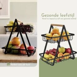 Clear Living - Fruitschaal Large - Fruitmand - Fruitschaal Zwart - Fruitschaal Metaal - Fruitschaal 2 Lagen - Zwart - Large -Merkloos Verkoopwinkel 1200x1200 2638